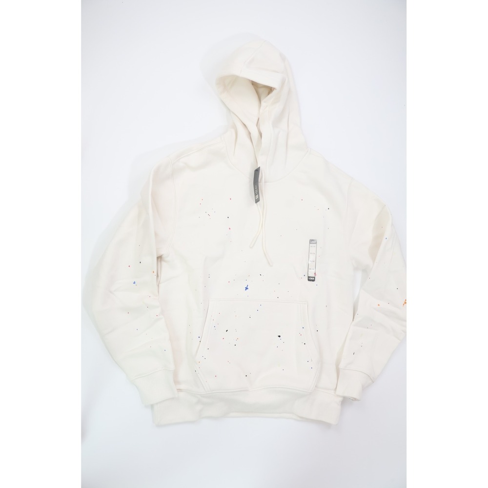 LCKR Hoodie Paint Splatter Fleece Medium Cream Recycled Material Casual